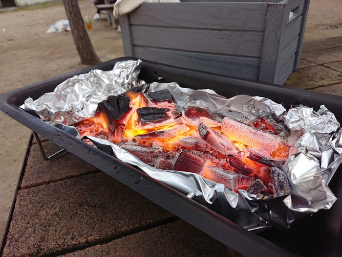 飯盒炊飯の強火炭火